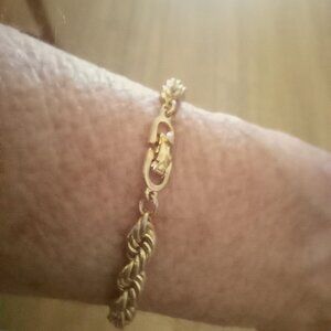 Vintage Christian Dior Gold Tone Rope Bracelet 7 Inches Long